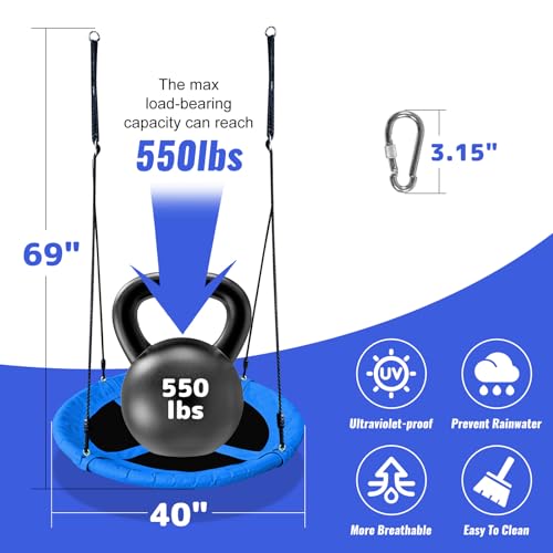 AOBOTE 40 Inch Saucer Tree Swing for Kids with 660lb Capacity Waterproof Oxford Fabric AB010006-1