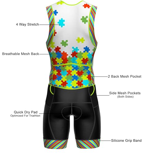 Men's Triathlon Suit - Breathable Padded Gear for Swim, Bike, Run