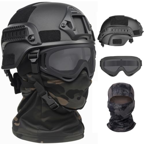 Tactical Airsoft Helmet with Goggles & Balaclava - D/MICH-MCBK