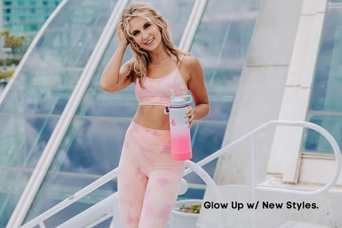 HYDRO CELL 40oz Stainless Steel Insulated Water Bottle with Straw - White/Pink, Leakproof Sport Flask