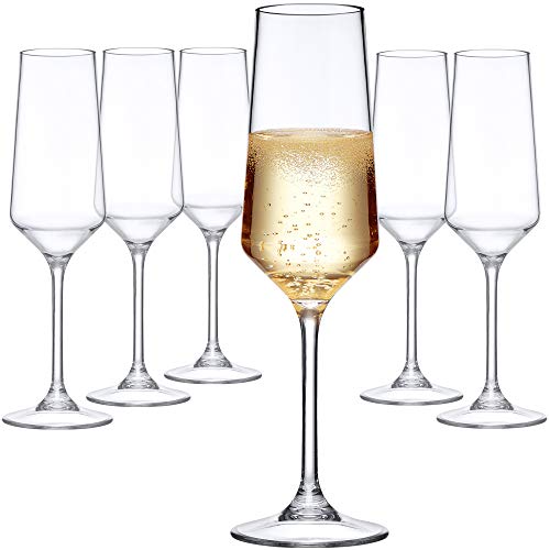 Stella 6-Pack Unbreakable Tritan Champagne Flutes - BPA-Free, Reusable, Dishwasher Safe