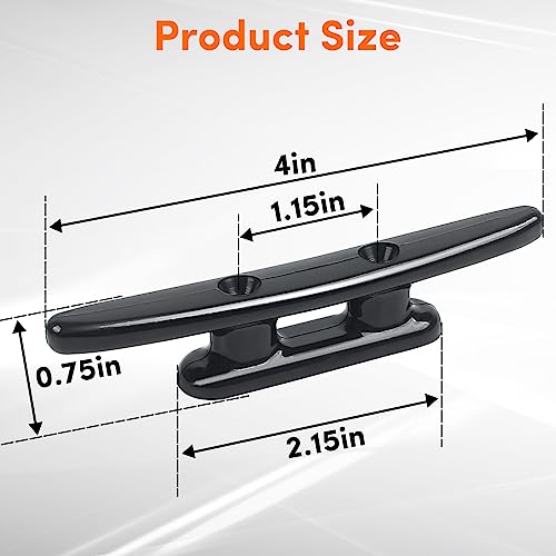 4 Inch Black Nylon Boat Cleats - Dock Cleat with Hardware (4 Pack)