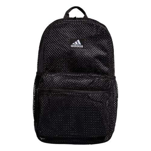 adidas Hermosa Mesh See-Through Backpack Black/White 29L - Festival & Beach Bag, One Size