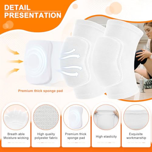Volleyball Knee Pads - Protective Foam for Youth & Adults - White, Medium