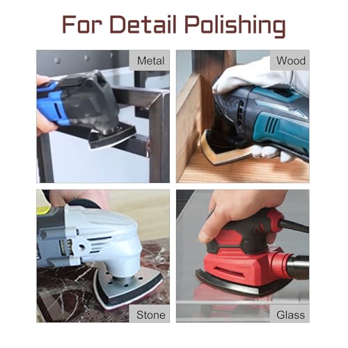 30 Pcs 3-1/8 Inch (80mm) Triangular Hook & Loop Oscillating Multitool Sanding Pads Triangle Sanding Pads 1200 Grit No Hole Triangle Sandpaper Detail Sander Sandpaper for Wood Metal Polishing