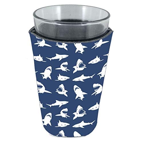 Shark Pattern Pint Glass Coolie - 16 oz Collapsible Foam Drink Cooler