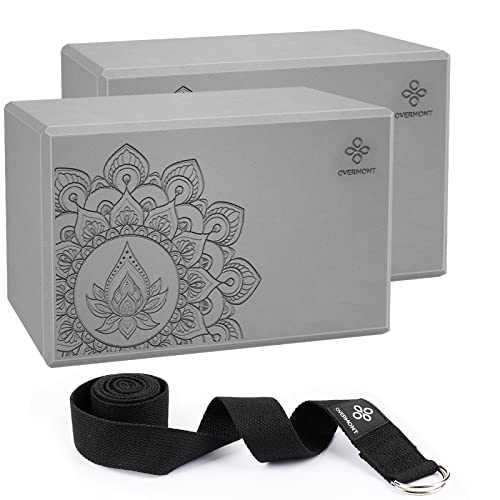 Yoga Blocks 2 Pack - Grey EVA Foam Non-Slip Support 9x6x3"