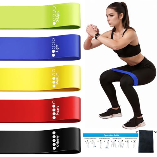 5-Piece Resistance Loop Exercise Band Set for Strength Training - Colorful