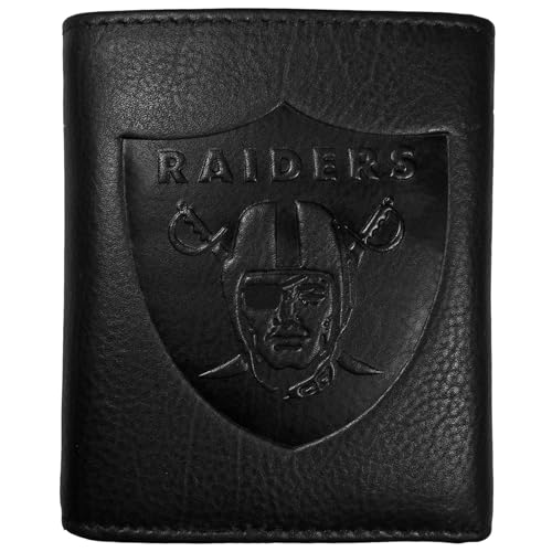 Las Vegas Raiders Embossed Leather Tri-fold Wallet - Black