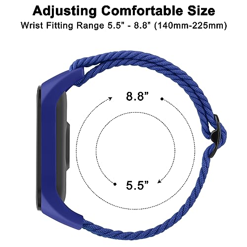 Braided Nylon Replacement Strap for Amazfit Band 5 - Blue