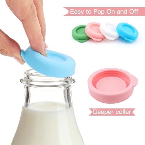 Silicone Milk Bottle Caps - 4 Pack for 48mm Jugs