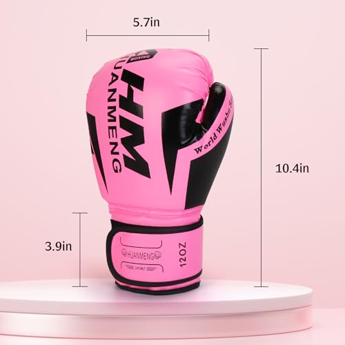 PiscatorZone 12 oz Pink Boxing Training Gloves for Women & Adults – Shockproof, Breathable Muay Thai Sparring