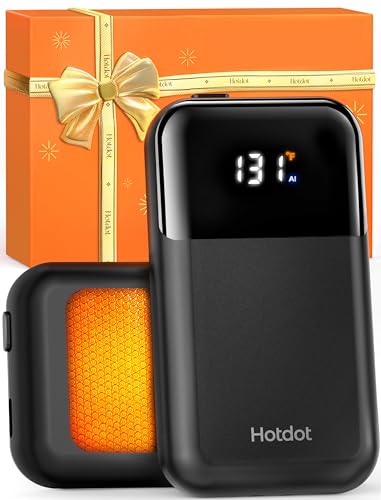 Hotdot Rechargeable Hand Warmer 2-Pack with LED Display, 4 Heat Levels