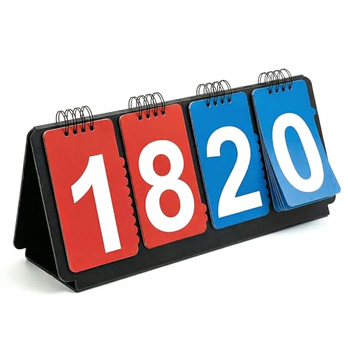 Portable Sports Scoreboard with Large Flip Numbers - White - Manual Score Keeper for Basketball Volleyball Baseball