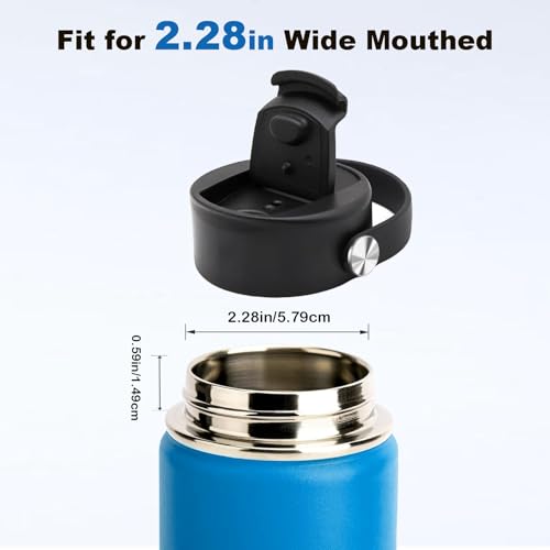 Wide Mouth Flip Lid with Handle for 12-64oz Water Bottles - Black