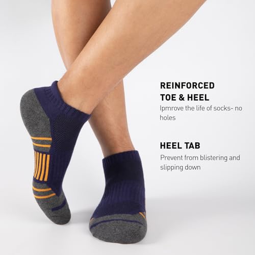 Men's Athletic Ankle Socks - 7 Pairs Multicolor, Cushioned & Moisture Wicking