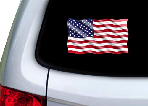 American USA Flag Decal - Waving United States Sticker for Car - 3x5 Inch