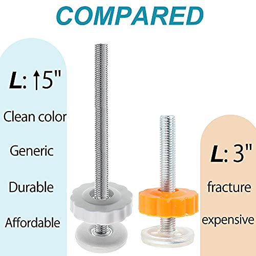 4Pcs Universal Baby Gate Threaded Spindle Rod, M8 (8mm) Replacement Bolt Part for Pet Pressure Mounted Safety Gates, Extra Long Baby Tension Gate Extender (White)