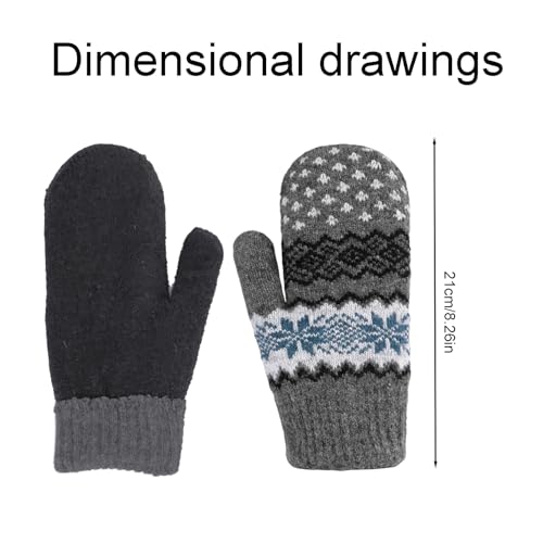 Double Layer Winter Mittens - Warm Soft Snow Gloves - Medium Grey