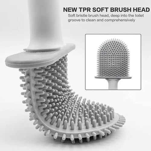 Silicone Toilet Brush with Holder - Drill-Free Wall Mount - Green
