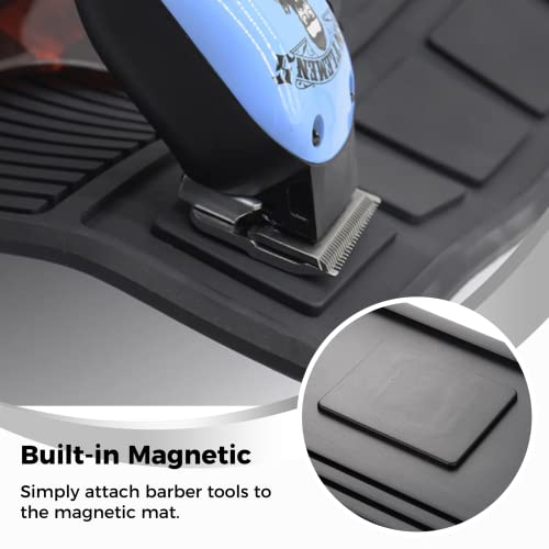 yeesport Barber Tool Organizer Mat, Flexible Silicone Barber Tool Pad, Magnetic Salon Barbershop Work Station Pad, Non-Slip Barbershop Counter Mat for Clippers Tools (Black)