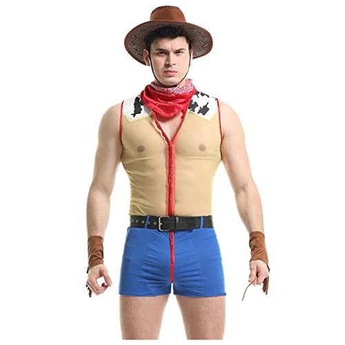 Men's Western Cowboy Costume Set - Sexy Lingerie Outfit, X-Large Yellow