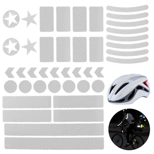 42Pcs Reflective Safety Stickers for Helmets and Bicycles - White