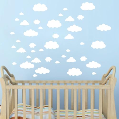 Decorative Cloud Wall Stickers - Removable White Clouds for Nursery, Kids Room, Bedroom, and Office - Easy to Apply & Peel,Vinyl Wall Decals (42pcs)