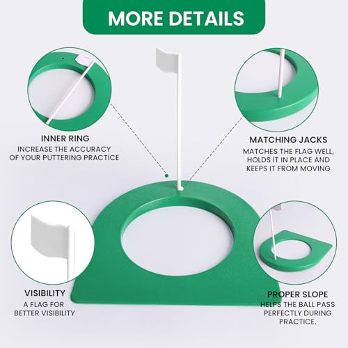 Golf Putting Cup Training Kit - 2 Pcs Green Cup with Flag