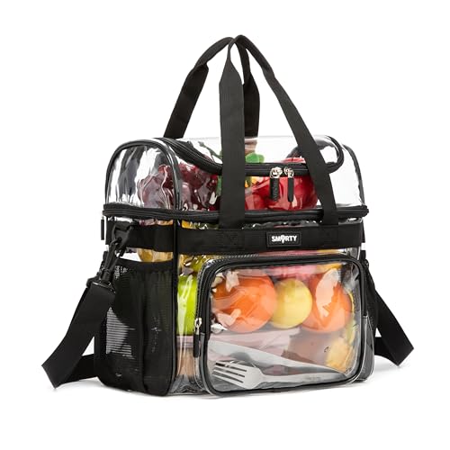 Clear Tote Bag for Stadium Events - Black, 12.6x5.5x12 in