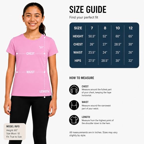 Girls Athletic T-Shirt - Performance Crewneck - Pink / 7