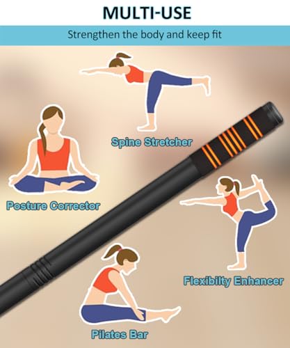 Adjustable 5ft Yoga Stick with Non-Slip Foam Sleeves - Black