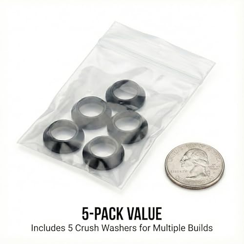 5/8 x 24 Crush Washer - Carbon Steel, Black Oxide, 5 Pack