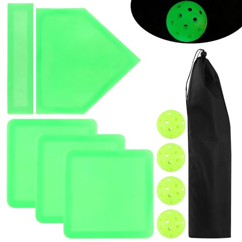 Glow in the Dark Baseball Base Set - 5 Pieces with Carry Bag