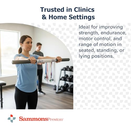 Sammons Preston 1 lb White Rehab Weight Bar – Non-Bendable PVC Tube, Textured Grip