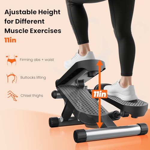 Sweetcrispy Mini Stair Stepper with Resistance Bands, Hydraulic Home