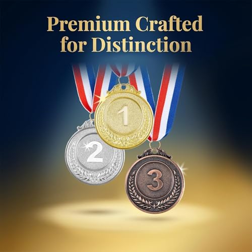 Gold Silver Bronze Award Medal Set - 9 Pack with Ribbons