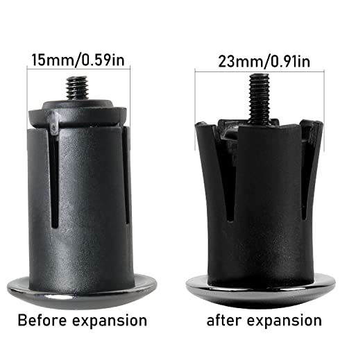 Luorng Aluminum Bike Bar End Plugs 1 Pair, Black, Expanding Locking Caps for Road & Mountain Bikes