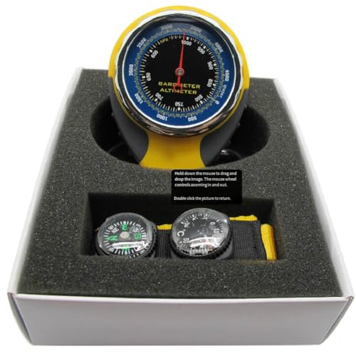 4-in-1 Altimeter Barometer & Thermometer for Outdoor Use - Yellow
