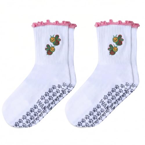 Non-Slip Pilates Grip Socks for Women - Pink Bee