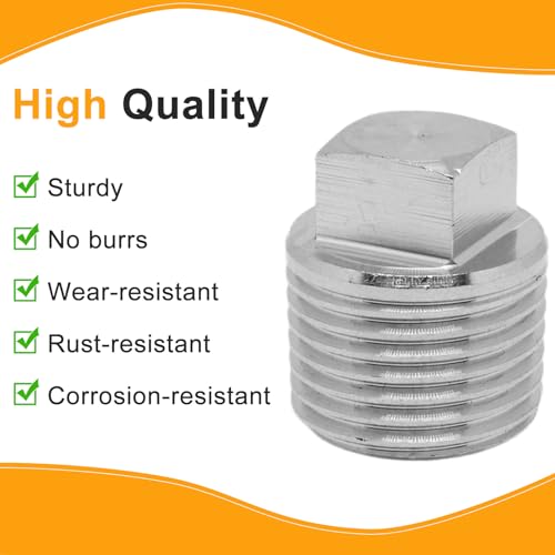 304 Stainless Steel 1/2" NPT Boat Drain Plug - Silver 2pcs