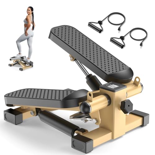 Mini Stair Stepper with Resistance Bands - Yellow, 220 LBS Capacity