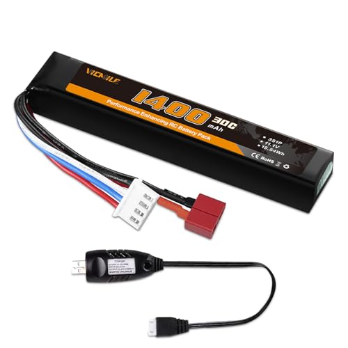 11.1V 1400mAh Airsoft Battery with Dean-Style T Plug & USB Charger