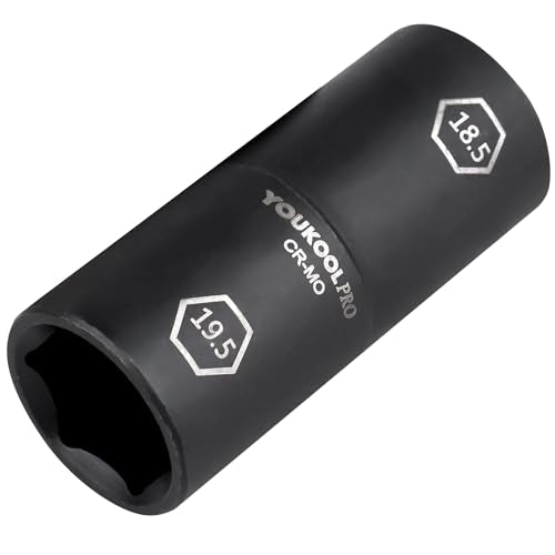 1/2-Inch Drive Double Ended Impact Socket, 18.5mm x 19.5mm, 6-Point,Half Size Lug Nut Thin Wall Wheel Protector Nut Socket, Made from Robust and Anti-Corrosive Steel