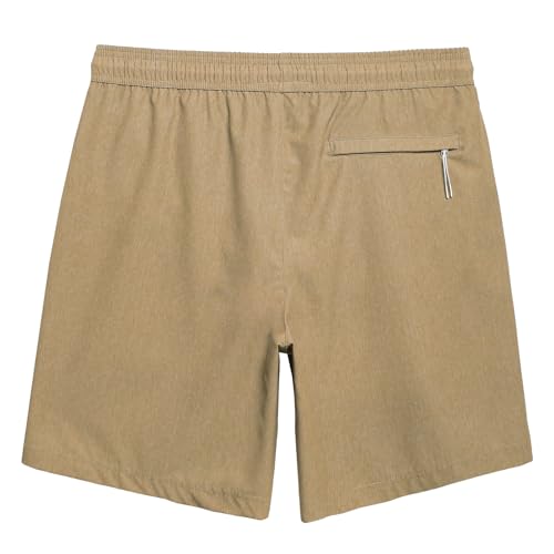 Maamgic Men's Swim Trunks 9 Inch Mesh Lining with Zip Pockets - X-Large Dark Khaki