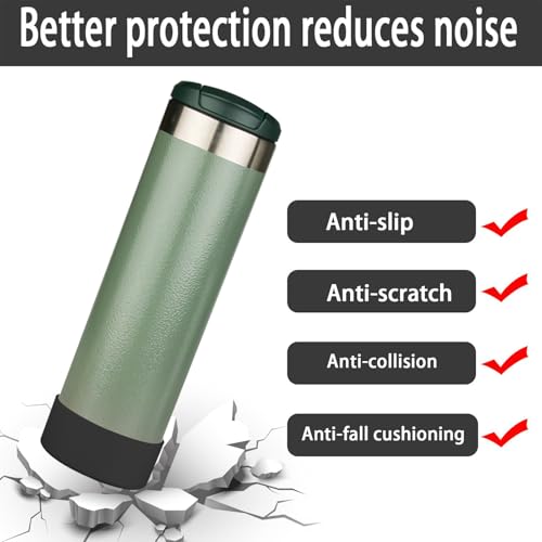 Silicone Water Bottle Boot - 2PCS Anti-Slip Sleeve for 20oz Stanley - Black