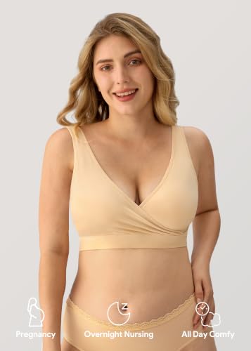 HBselect Maternity Nursing Sleep Bra Wireless Bralette - Large Black/Blue/Gray/Purple/Beige