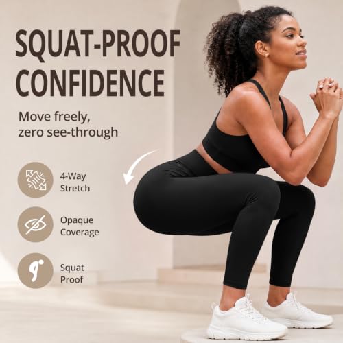 Hmuuo 3 Pack High Waist Tummy Control Yoga Leggings for Women - Large-X-Large, Black