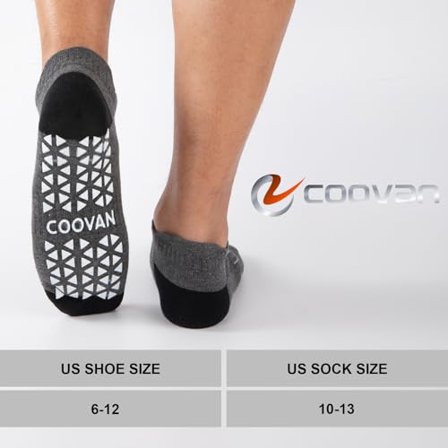 COOVAN Mens Grip Ankle Socks Non-Slip Yoga Socks Small-Medium Multicolor 5 Pairs