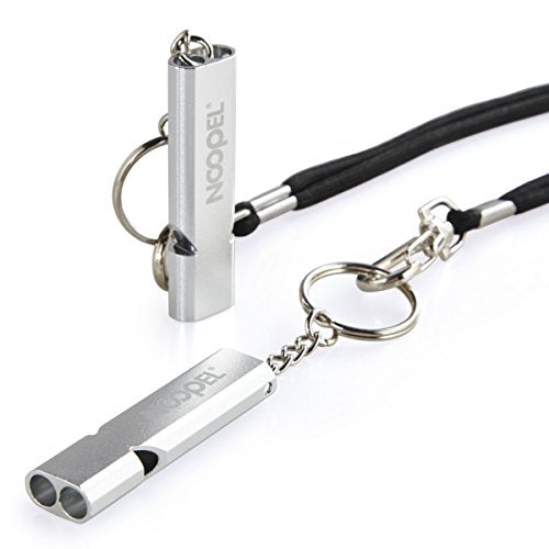 Emergency Survival Whistle with Lanyard - 2 Pack Silver